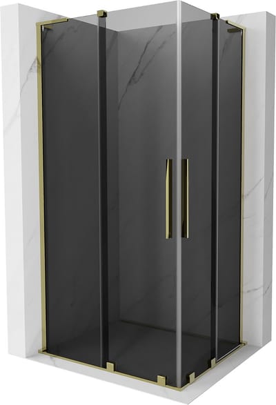 Mexen Velar L Duo schuifdouchecabine 90 x 80 , grafiet, goud - 871-090-080-02-43-50