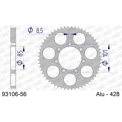 Aluminium tandwiel achter Afam 428 56 dents