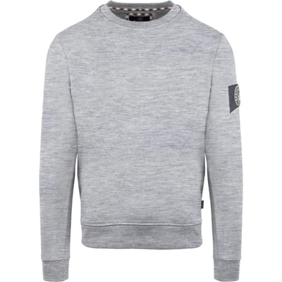 Aquascutum Heren-sweatshirt met geribde kraag en patch (Grijs)