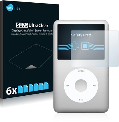 Savvies - Screenprotector voor Apple iPod classic 120 GB (7. Gen.) - Folie Beschermfolie transparant 6 Stuks