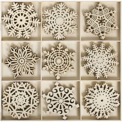 27 Stuks Houten Kerstballen – 9 Vormen - ⌀7,5cm - Kersthangers - Kerstmis Versiering - Kerstboom - Kerstversiering voor Binnen - LOUZIR