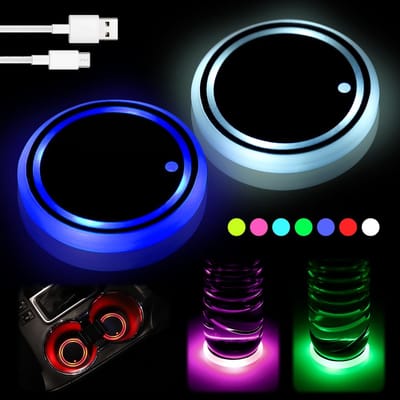 By shayne - Led-auto-onderzetter - USB-bekerhouder verlichting - 7 kleuren - Intelligente lichtonderzetter - Universeel - Geschikt voor elke auto