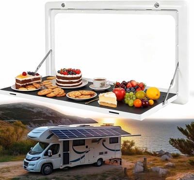 Opvouwbare RV Tafel - Camper Tafel Buiten - Buiten Eten - Afsluitbaar Dubbel Slot - 80x45 cm - Zwart
