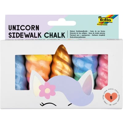Folia straatkrijt eenhoorn - kleurrijke krijtjes voor buitenplezier.
