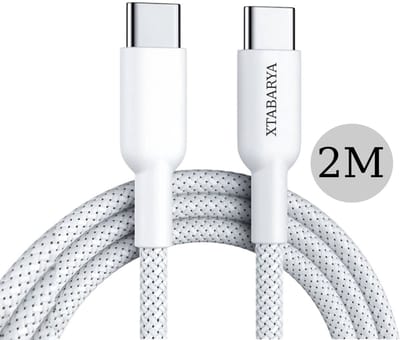 USB-C naar USB-C kabel 60W – Snelladekabel van versterkt gevlochten nylon – Snel en veilig opladen – 2 meter