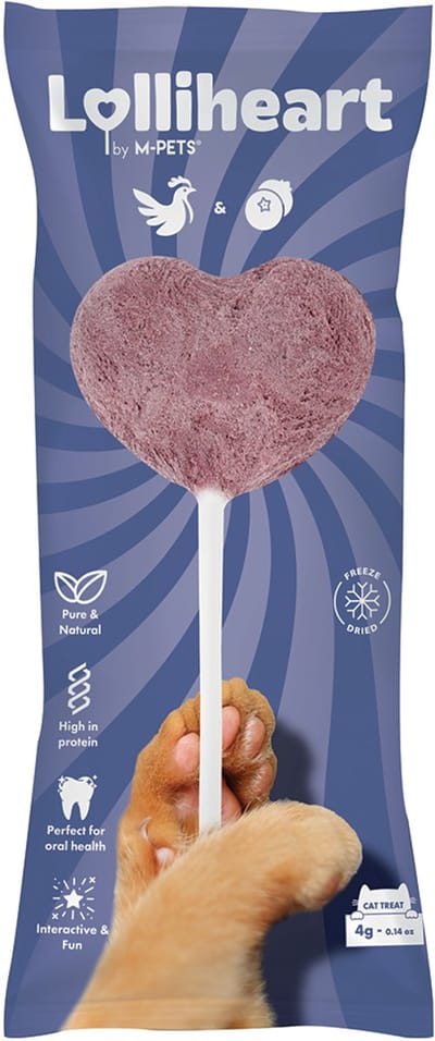 M-PETS Lolliheart kat snack kip & blauwe bes - per 15