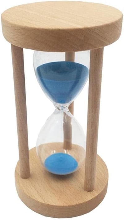Educatieve Zandloper van Glas en Hout voor Kinderen - Blauw, Ideaal voor Spelletjes, Klaslokaal en Keuken, 30 Minuten