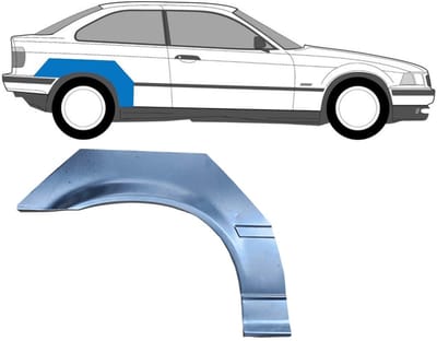 Reparatiepaneel achterspatbord voor BMW 3 E36 1990-2000 / Rechts / COMPACT