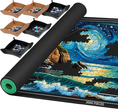 Oprolbare Rubberen Puzzelmat voor 3000, 2000, 1500 en 1000 Stukjes - Ideale Opbergaccessoires voor Puzzelaars