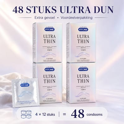 ultra dunne condooms 48 stuks – natuurlijk gevoel – condooms extra dun – condooms met glijmiddel – 52 mm – FiTONE