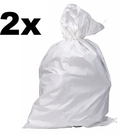 Puinzak Wit - 2 stuks 60 x 100 cm – Sterke Geweven Bouwafvalzakken – Herbruikbare Zandzakken - Steenpuin Zak - Big Bag