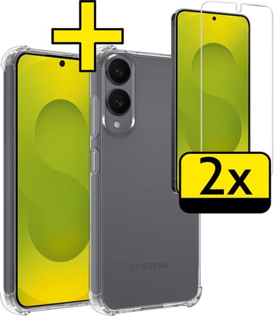 Hoesje - Met Screenprotector - 2 Stuks - Geschikt voor Samsung Galaxy S25 Edge - Sterk & Shockproof - Siliconen Case - Back Cover - Telefoon Hoes - Shock Proof - Telefoonhoesjes - Transparant