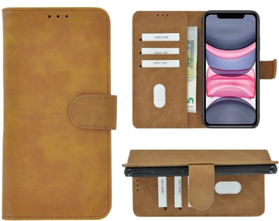 Hoesje Geschikt voor iPhone 11 Pro Max - iPhone 11 Pro Max Book Case Wallet Bruin Cover
