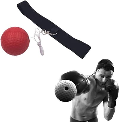 Boksen Reflex Bal - Vecht Bal Reactie Bal - Verbeteren Coördinatie - Hoge Elasticiteit Touw - Verstelbare Hoofdband - Rood