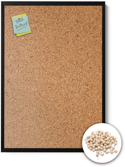 Tulup Prikbord - Kurkbord Met Frame - 60 cm x 40 cm - Kurkbord in een Zwarte Lijst - Gratis 100 Houten Punaises Bijgeleverd - Kurken Memobord - Kurkbord Voor Notities - Organisatietool Kurkbord - Kurkbord Met Punaises - Memobord Met Kurk