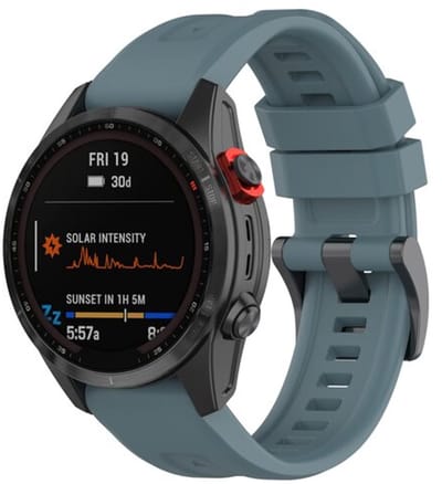 By Qubix - Geschikt voor Garmin bandje - 26mm Quickfit - Siliconen sportbandje - Grijsblauw - Geschikt voor Garmin Fenix 8 / 8 Pro - 51mm