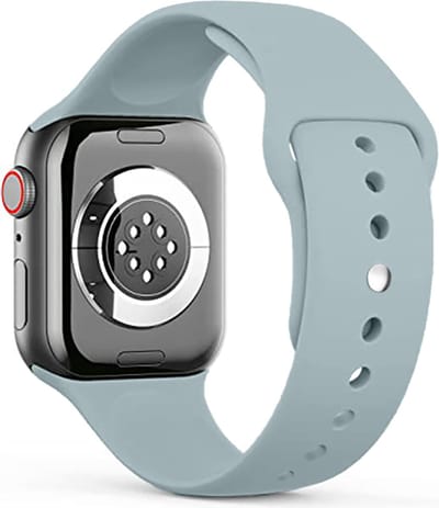 Stravo Siliconen Sportbandje – Zacht & Waterproof Horlogeband – Geschikt voor Apple Watch 42mm (Series 11/10), 41mm (Series 9/8/7), 40mm (Series 6/5/4/SE 1/2/3), 38mm (Series 3/2/1) – maat S/M – Gray blauw