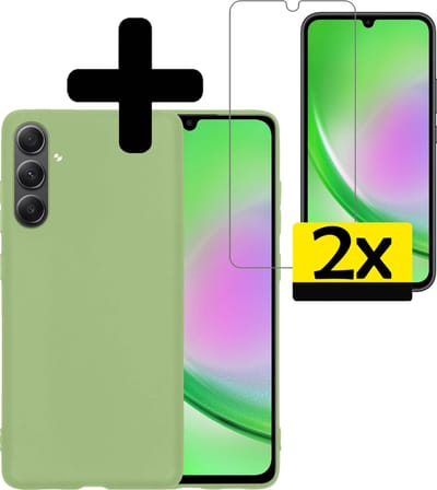 Hoesje - Met 2x Screenprotector - Geschikt voor Samsung Galaxy A34 - Sterk & Shockproof - Back Cover - Siliconen Case - Telefoon Hoes - Telefoonhoesjes - Groen