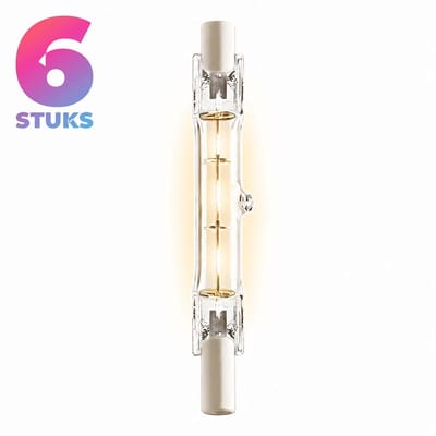6x Staaflamp (118mm) Halogeenlamp R7s - 230W - Warm Wit Licht (2700K) - 3560 lm - 2 jaar - Dimbaar