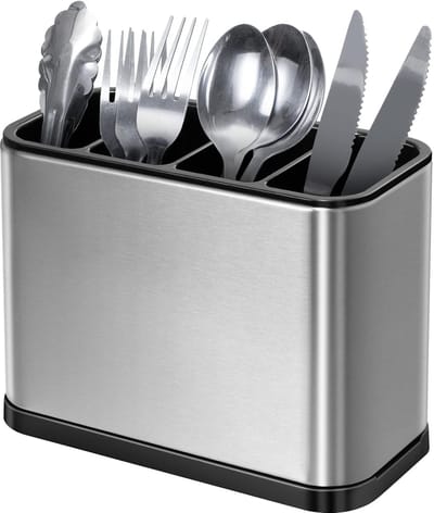 Unyqoos ® Multifunctionele Roestvrijstalen Keukenbestekhouder met Antislip Onderzijde en Ventilatiegaten voor Droging