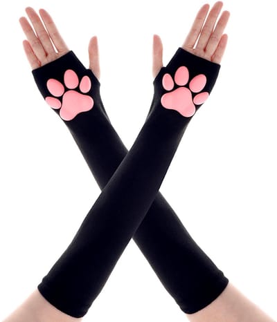 Dailygoody - Telooco Kat Paw Handschoenen - Vingerloze Poot Wanten - Halloween Accessoire - Zwart - Dames Handschoenen - Eén Maat - Schattig Design