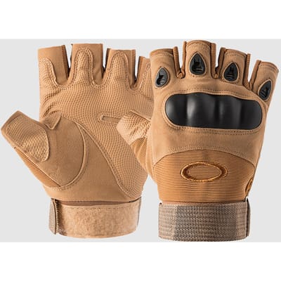 Vingerloze handschoenen met harde knokkel, antislip, verstelbare sporthandschoenen met halve vingers voor fitness X-Large kaki
