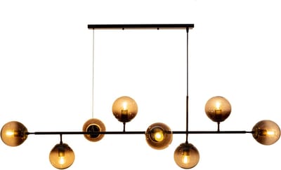 ByMus Isla - Hanglamp - Smoke - Glas - 8 glazen bollen - Zwart - E27 - Woonkamer - Kantoor