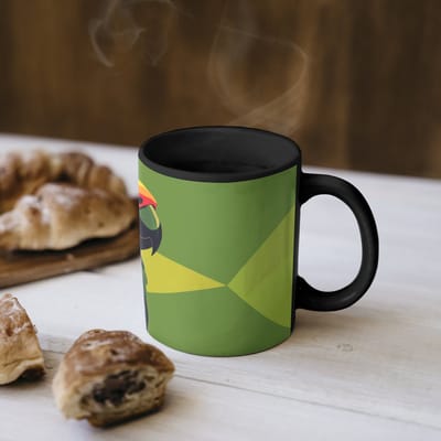 Magische Mok - Foto op Warmte Mokken - Koffiemok - Papegaai - Groen - Snavel - Abstract - Magic Mok - Beker - 350 ML - Theemok