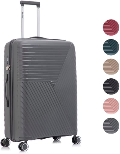 TRALEX - Voyager - Grote koffer - 97L - 76x49x29cm - Polypropyleen - Harde schaal - TSA-slot - Lichtgewicht - Flexibel - Duurzaam - Stille (rubberen) wielen - Dubbele Spinner-wielen - Dim Grey