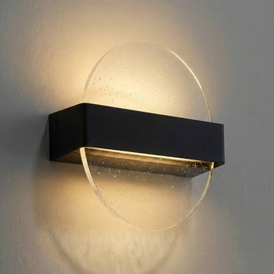 Lucande LED wandlamp Narkelo, zwart/transparant, CCT, IP44