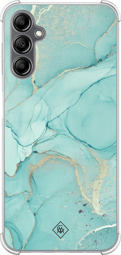 Casimoda® hoesje - Geschikt voor Samsung Galaxy A14 5G - Marmer mint groen - Shockproof case - Extra sterk - TPU/polycarbonaat - Mint, Transparant