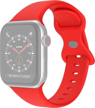 Siliconen bandje - geschikt voor Apple Watch 1/2/3/4/5/6/7/8/9/10/11/ SE (1,2,3) met maat 38 mm / 40 mm / 41 mm en 42 mm (Watch 10/11) - maat S/M - felrood