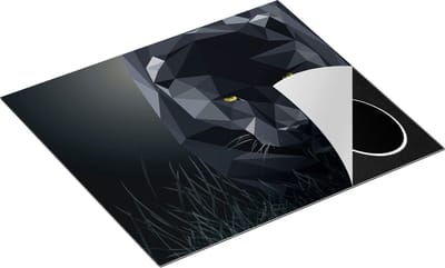 Chefcare Inductie Beschermer Zwarte Panter van Origami - Abstract - 60x50 cm - Afdekplaat Inductie - Kookplaat Beschermer - Inductie Mat