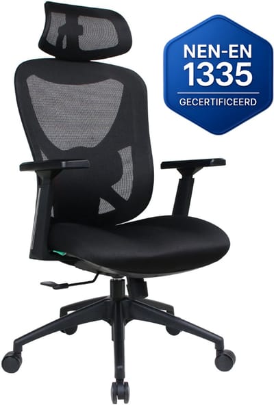 OfficeSense OS90 Ergonomische Bureaustoel 3D Hoofdsteun & Armleuningen - Bureaustoelen voor Volwassenen