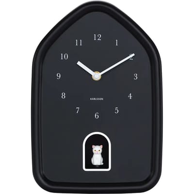 Karlsson Wandklok Modern Kitty - Zwart - 29.1x20x29.1cm - Wandklok Modern
