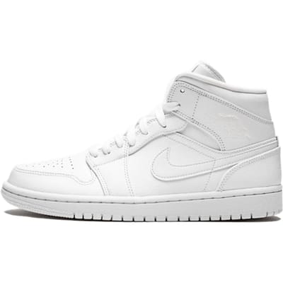 Jordan Aj1 Mid Sneakers Heren - Wit - Maat 47 - Leer, Synthetisch