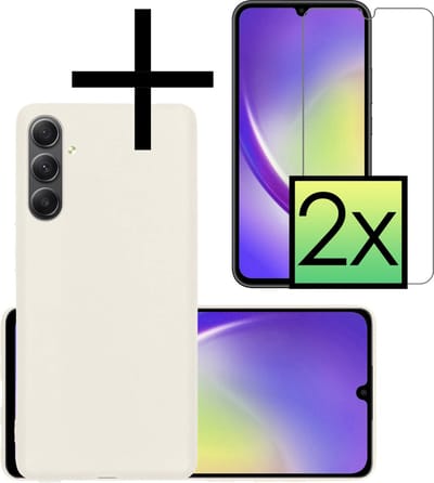 Hoesje - Met 2x Screenprotector - Geschikt voor Samsung Galaxy A34 - Sterk & Shockproof - Back Cover - Siliconen Case - Telefoon Hoes - Wit