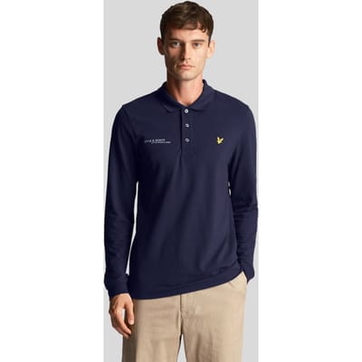 Lyle & Scott marineblauw gecoordineerd logo-poloshirt met lange mouwen