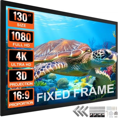 VEVOR projectiescherm 288 cm x 162 cm, diagonaal projectiescherm 330 cm, plafondmontagescherm van PVC, 17,5 kg, projectieoppervlak met een kijkhoek van 160°, voor buitenactiviteiten