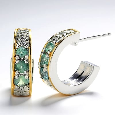 Cavill - 925 Sterling Zilver Oorbellen met 0,68 ct Braziliaanse Alexandriet - Palladium - 15 mm Ronde Oorstekers - Elegant & Tijdloos