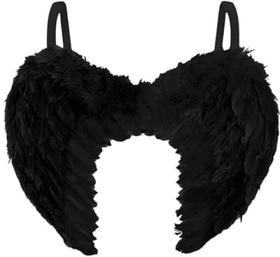 Moonlight Fright Black Angel Wings for Women - Black Feather Wings for Dark Angel Halloween Costumes for Women - Devil Accessories for Women or Dark Fairy Halloween