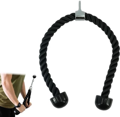 Jhubersproducts - Nylon tricepstouw - Krachtstation - Antislip handgreep - 90 cm - Biceps en triceps touw - Ideaal voor workout en sportschool - Duurz