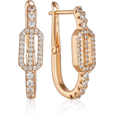 Boucles d'oreilles Anglaises Géométriques Pour Femmes Tendance Couleur Or Rose Zircon Naturel Brillant Accessoires Bijoux Fins Quotidien beige