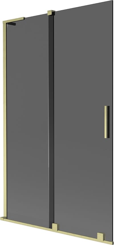 Mexen Velar L badwand 2-delig verschuifbaar 110 x 150 , grafiet, goud geborsteld - 896-110-003-41-55
