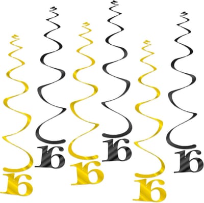 BTH – Slingers – Verjaardag Versiering – Feestversiering - 16 Jaar - Slinger – Decoratie - Feest Artikelen - Zwart Goud