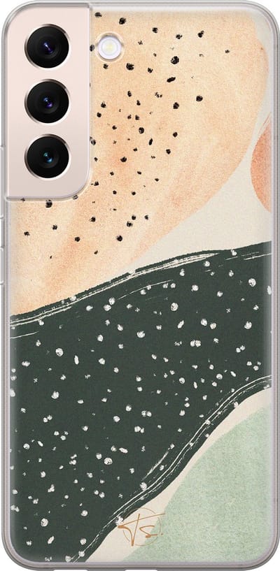 Hoesje geschikt voor Samsung Galaxy S22+ - Abstract peach - Soft Case - TPU - Print - Multi - Mooie Telefoonhoesjes
