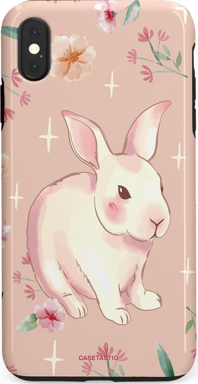 Casetastic Hoesje Geschikt voor Apple iPhone Xs Max - Stijlvolle Beschermende Duo-layer Case - Schattig konijntje