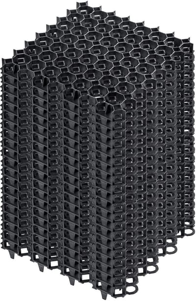 KADAX Gazonrooster van kunststof, 50 x 50 cm, 5 m², gazonrooster met plaatsen voor verankeringen, berijdbare honingraats, paddockplaat, gazonroosterplaten (zwart, vierkant, 20 stuks)