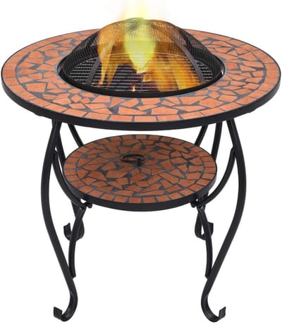 Keramische Mozaïek Vuurtafel met Grillfunctie voor Tuin en Balkon