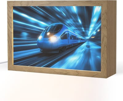 Nachtlampje 30x20 cm - Kinder lampje - Trein - Blauw - Neon - Tafellamp kinderkamer - Slaapkamer lamp - Bedlamp kinderen - Kinderlampje stopcontact - Wandlamp babykamer - Nachtlampjes
